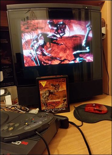 CD32 with Competition Pro Joypad playing Shadow of the Beast...